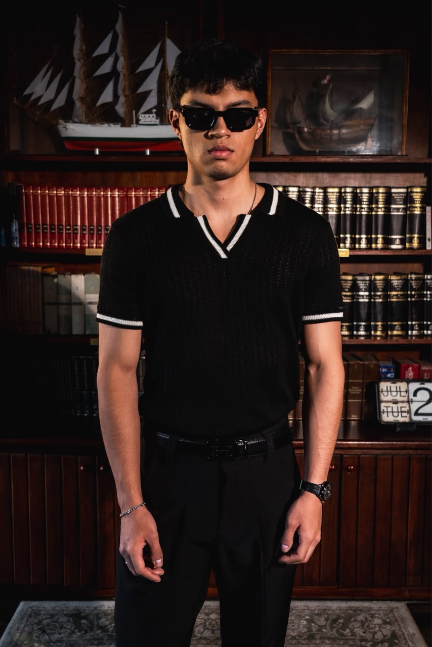 POLO PREMIUM NEGRO DE PUNTO - RESILIENCIA