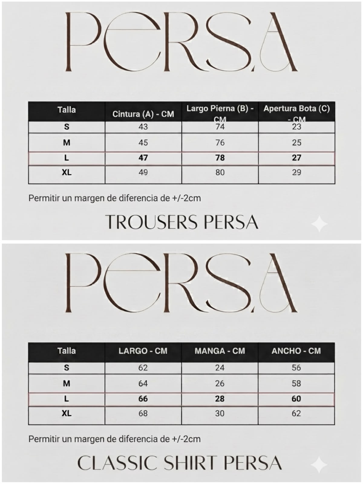 Guía de tallas