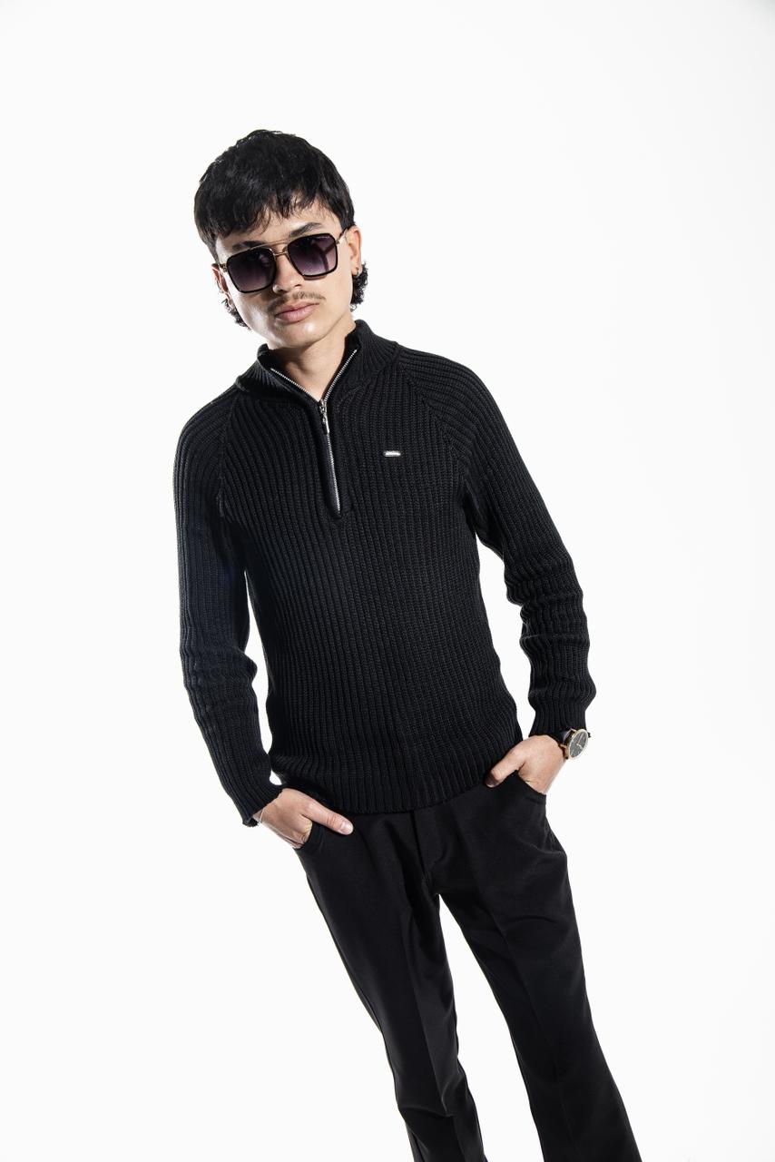 Knit Sweater Black Hombre